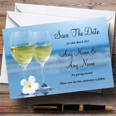 Sandy Beach Romantic Personalised Wedding Save The Date Cards - The ...