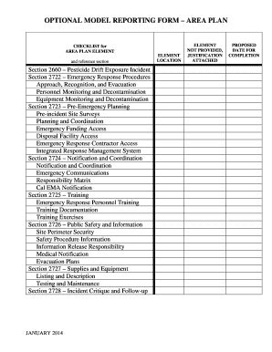 Fillable Online Optional Model Reporting Form Area Plan Optional