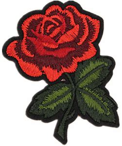 Red Rose Embroidered Iron On Sew On Patch Applique Badge Flower Woven