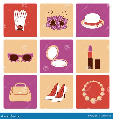 Woman Accessories Flat Icon Set Stock Vector Illustration Of Necklace