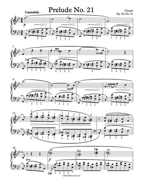 Free Piano Sheet Music Prelude Op No Chopin Michael Kravchuk