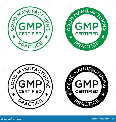 GMP Good Manufacturing Practice Certified Logo Vector Stock Vector