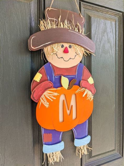 Personalized Fall Door Hanger Scarecrow Door Hanger Pumpkin Autumn