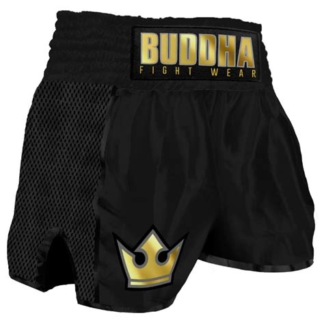 Pantalón Muay Thai Kick Boxing Buddha Retro Premium Negro Pakua Academy