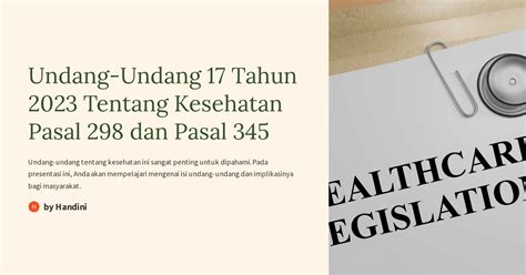 Undang Undang Tahun Tentang Kesehatan Pasal Dan Pasal