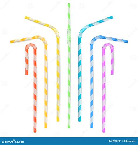 Colorful Drinking Straws Vector Different Types Plastic Straight And