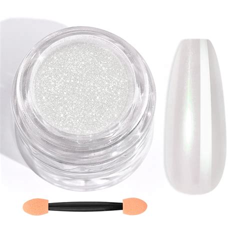 Amazon Saviland White Pearl Chrome Nail Powder G Metallic Mirror