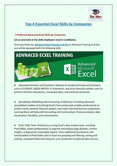 Ppt Top 4 Essential Excel Skills By Companies Powerpoint Presentation