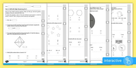 Year Naplan Style Interactive Pdf Numeracy Tests Set