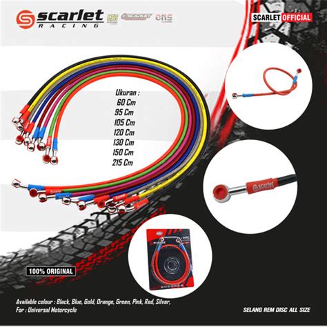 Promo Scarlet Racing Kabel Selang Rem Disc Cakram Ukuran Cm Green