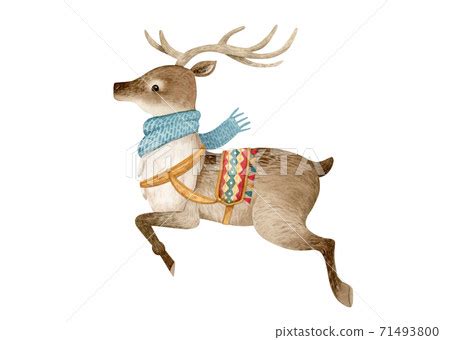 Hand Drawn Watercolor Christmas Reindeer Stock Illustration