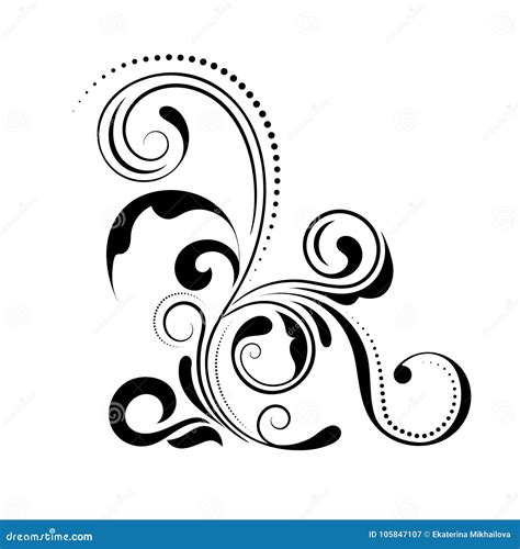 Floral Corner Design. Swirl Ornament Isolated on White Background - Vector Illustration Stock ...