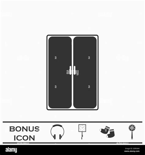 Wardrobe Or Cupboard Icon Flat Black Pictogram On White Background