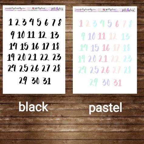 Number Stickers Planner Dates Scrapbooking Numbers Hand Etsy Number