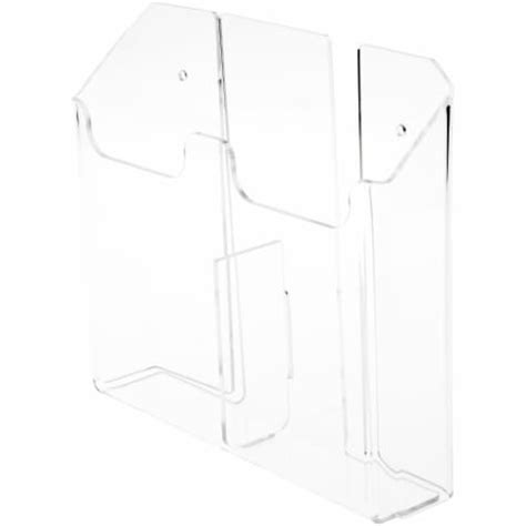 Plymor Clear Acrylic 2 Pocket Tri Fold Brochure Holder Wall Mount 3