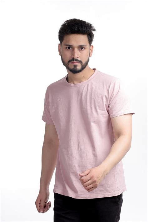 Half Sleeve Pink Plain T Shirt Occasion Casual Wear Neck Type Round