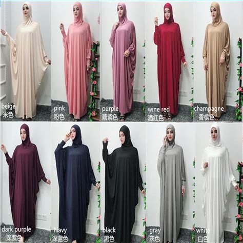 Muslim Dress Fashion Solid Color Prayer Dress With A Headscarf Ramadan