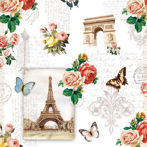 Eiffel Tower With Flower Decoupage Napkin Connect4sale