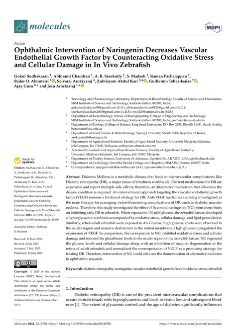 Pdf Ophthalmic Intervention Of Naringenin Decreases Vascular