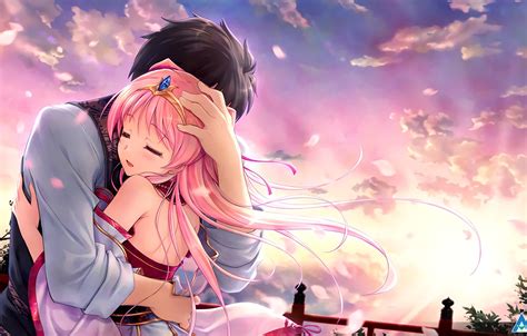 Wallpaper Girl Romance Anime Art Guy Two Hug Tsukisome Well