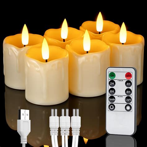 Homemory Rechargeable Flameless Candles With Timer Remote 2 X 2 Realistic Battery