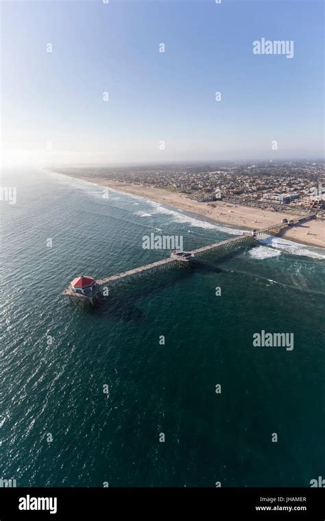 Aerial View Of Huntington Beach Pier In Southern California Stock Photo