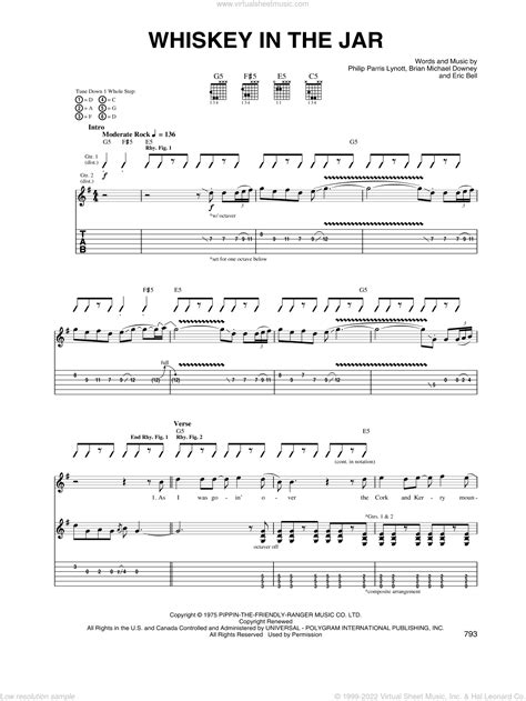 Metallica Whiskey In The Jar Sheet Music For Guitar Tablature