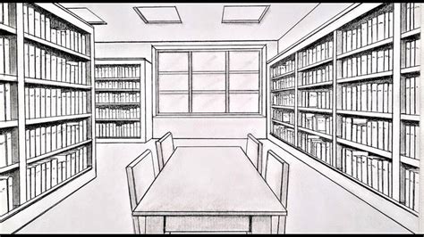 How To Draw A Library In One Point Perspective Time Lapse One Point