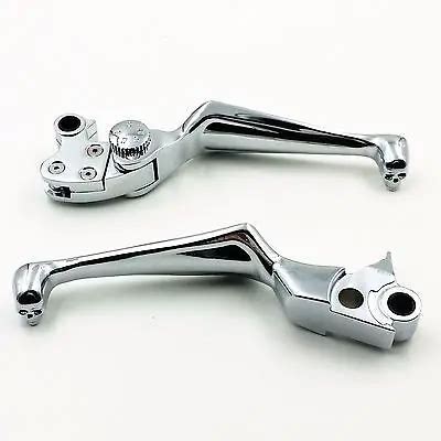 Chrome Skull Adjustable Brake Clutch Lever For Harley Fat Boy Dyna