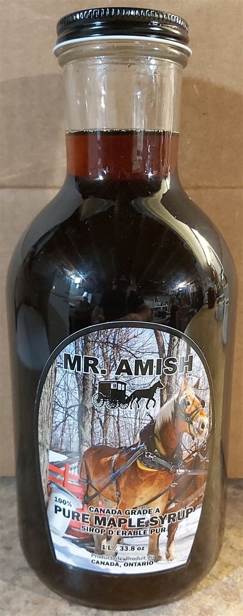 1 L Glass Jug 100 Pure Maple Syrup Mr Amish