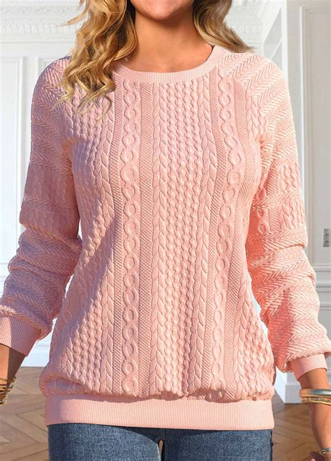 ROTITA Twisted Dusty Pink Round Neck Sweatshirt