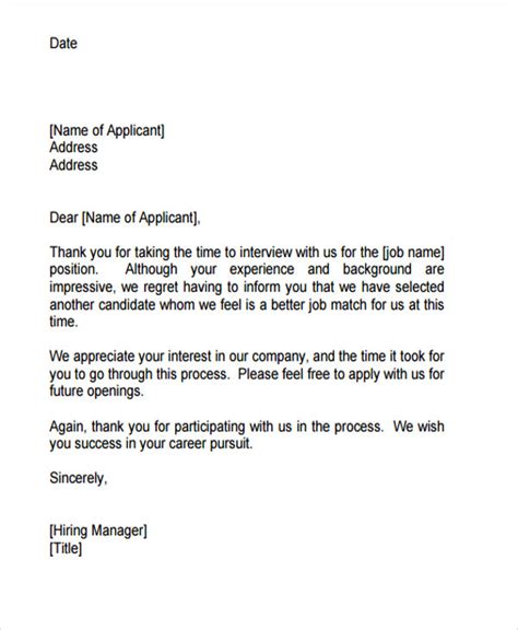 Rejection Of Job Application Letter Sample Large Portraits Popular