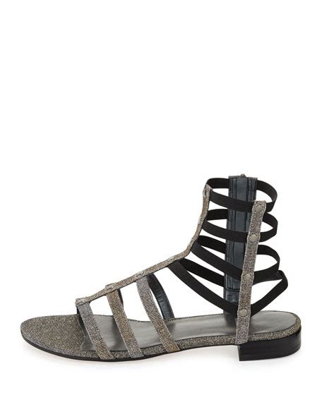 Stuart Weitzman Caesar Glitter Fabric Gladiator Sandal Pyrite