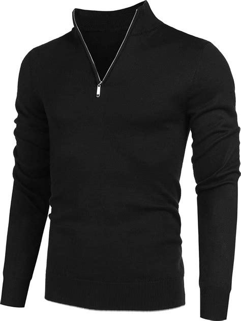 Coofandy Men S Quarter Zip Up Sweaters Slim Fit Lightweight Mock Neck