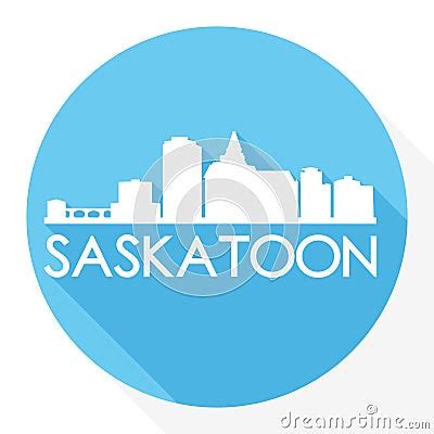 Saskatoon Canada America Round Icon Vector Art Flat Shadow Design