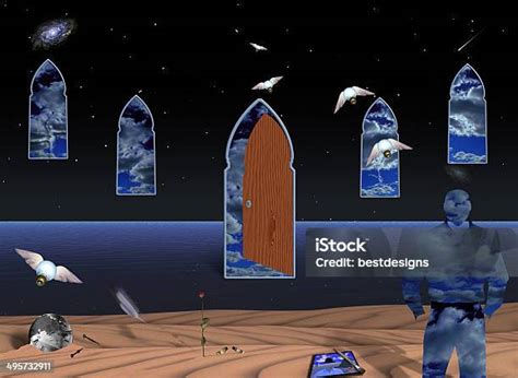 lukisan digital surealis ilustrasi stok  gambar  pintu