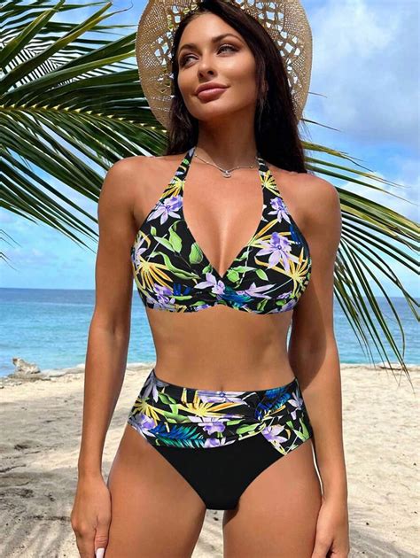 SHEIN Swim Women S Bikini Set Random Floral Print Bikini Set With