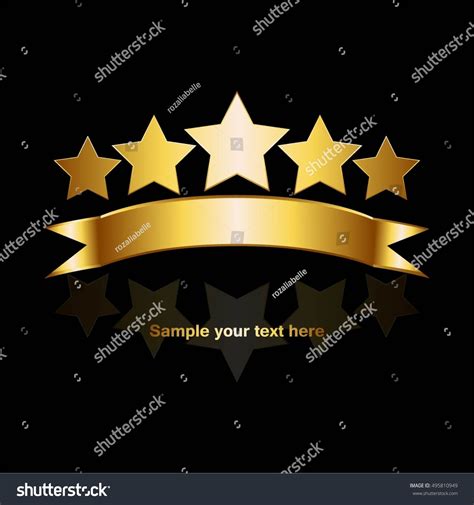 Vector Illustration 5 Gold Stars Reflection Stock Vector Royalty Free