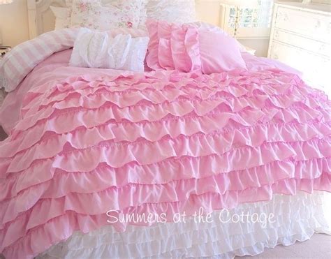 Perfectly Pink Dreamy Ruffles Shabby Cottage Chic Comforter Quilt Set