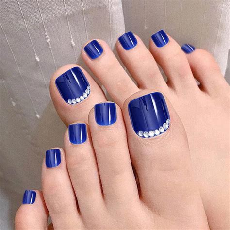 Blue Toe Nail Designs With Rhinestones