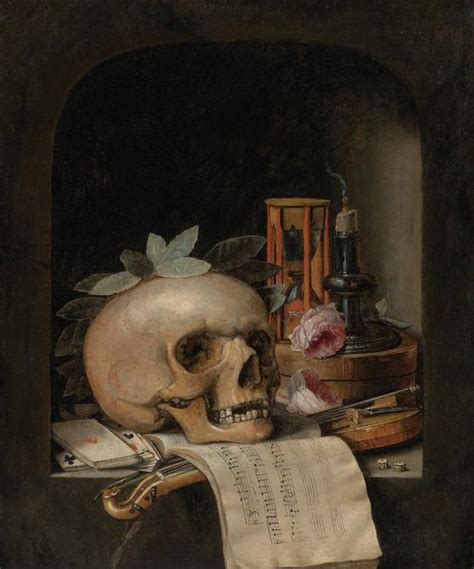 Vanitas Still Life With Wreathed Skull Painting By Simon Renard De