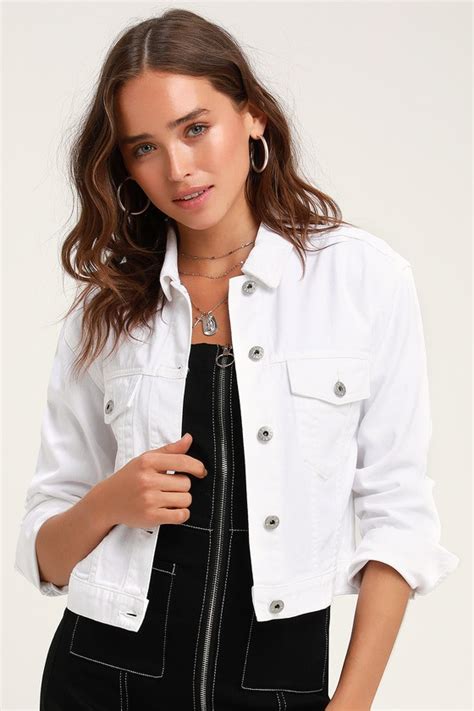 Bb Dakota White Noise White Cropped Jacket Denim Jacket Lulus