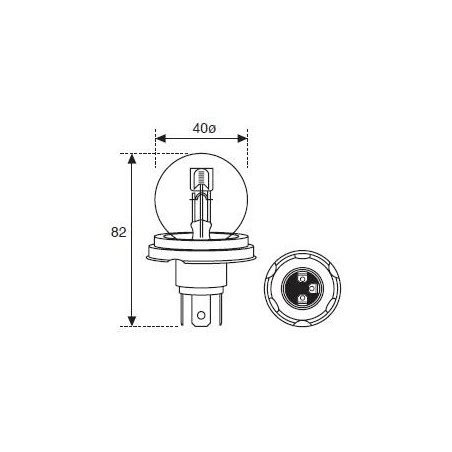 Ampoule R2 12 Volt 45 40 Watt Blanche Culot P45T