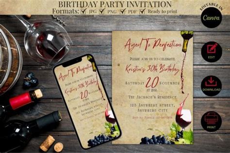 Aged To Perfection Birthday Invitation Graphic By Kkdigitalprints