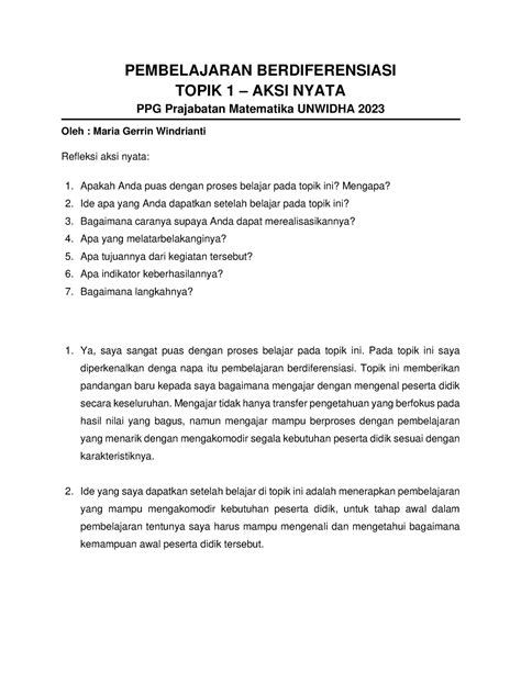 Topik Aksi Nyata Ppg Prajabatan Pembelajaran