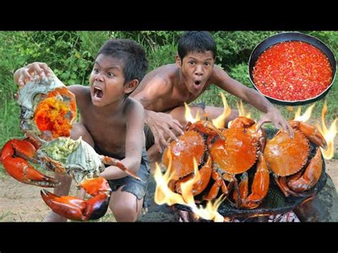 Primitive Technology Crab Cooking On The Rock Eating YouTube