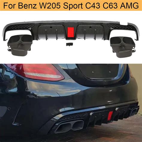 Carbon Fiber Car Rear Diffuser Lip Spoiler For Mercedes Benz W C