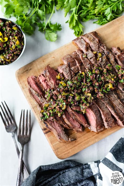 Grilled Flank Steak With Olive Herb Relish