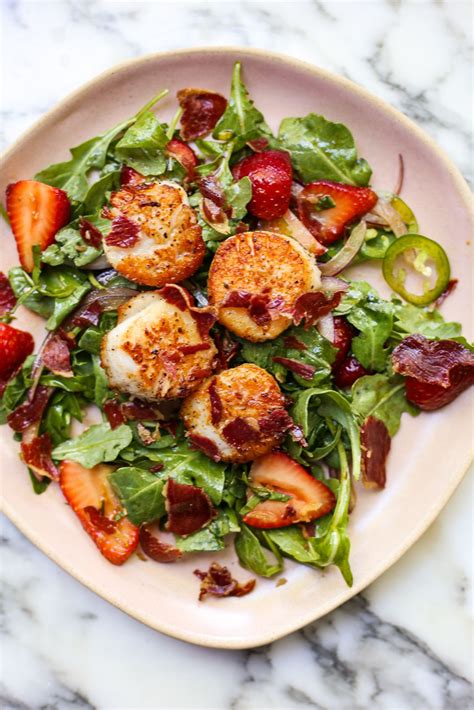 Strawberry Salad With Crispy Coppa And Seared Scallops Recipe In