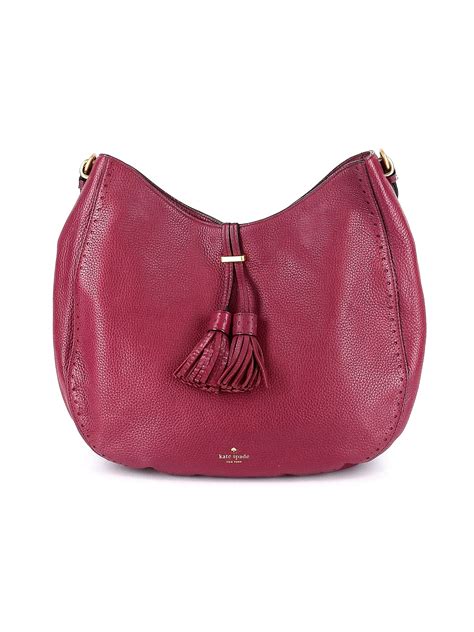 Kate Spade New York 100 Leather Solid Maroon Burgundy Leather Shoulder Bag One Size 77 Off